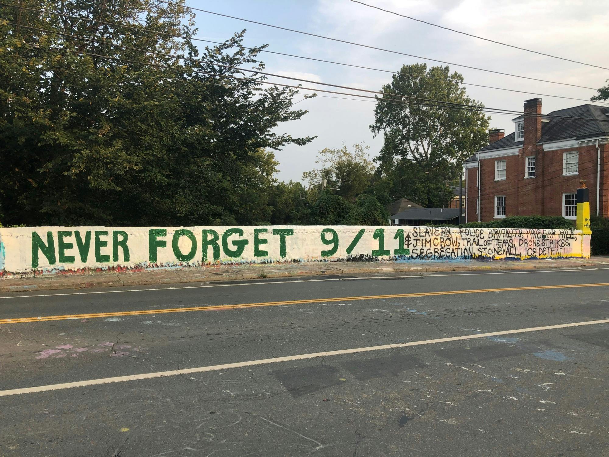 The first message was painted on Sep. 11 of this year, and the second one was painted soon after as a direct response.