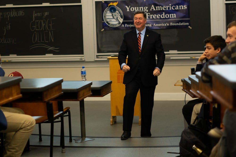<p>George Allen served as governor of Virginia from 1994 to 1998 and talked to students about lessons he has learned from his long career in politics.</p>