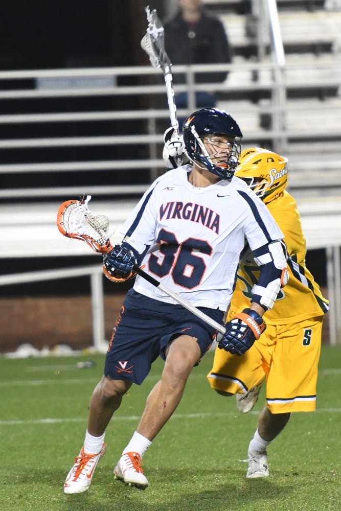 Senior attackman Zed Williams had a fantastic night for the Cavaliers, scoring four goals.