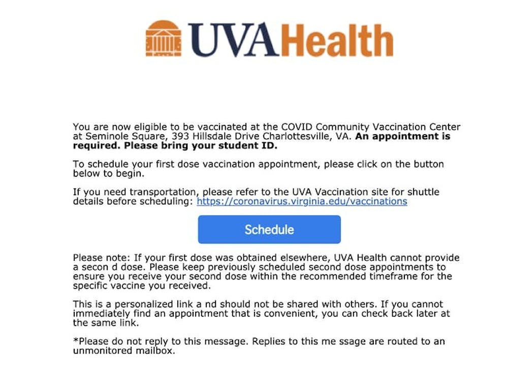 U.Va. Health empezó a mandar citas a los estudiantes de la Universidad el lunes.
