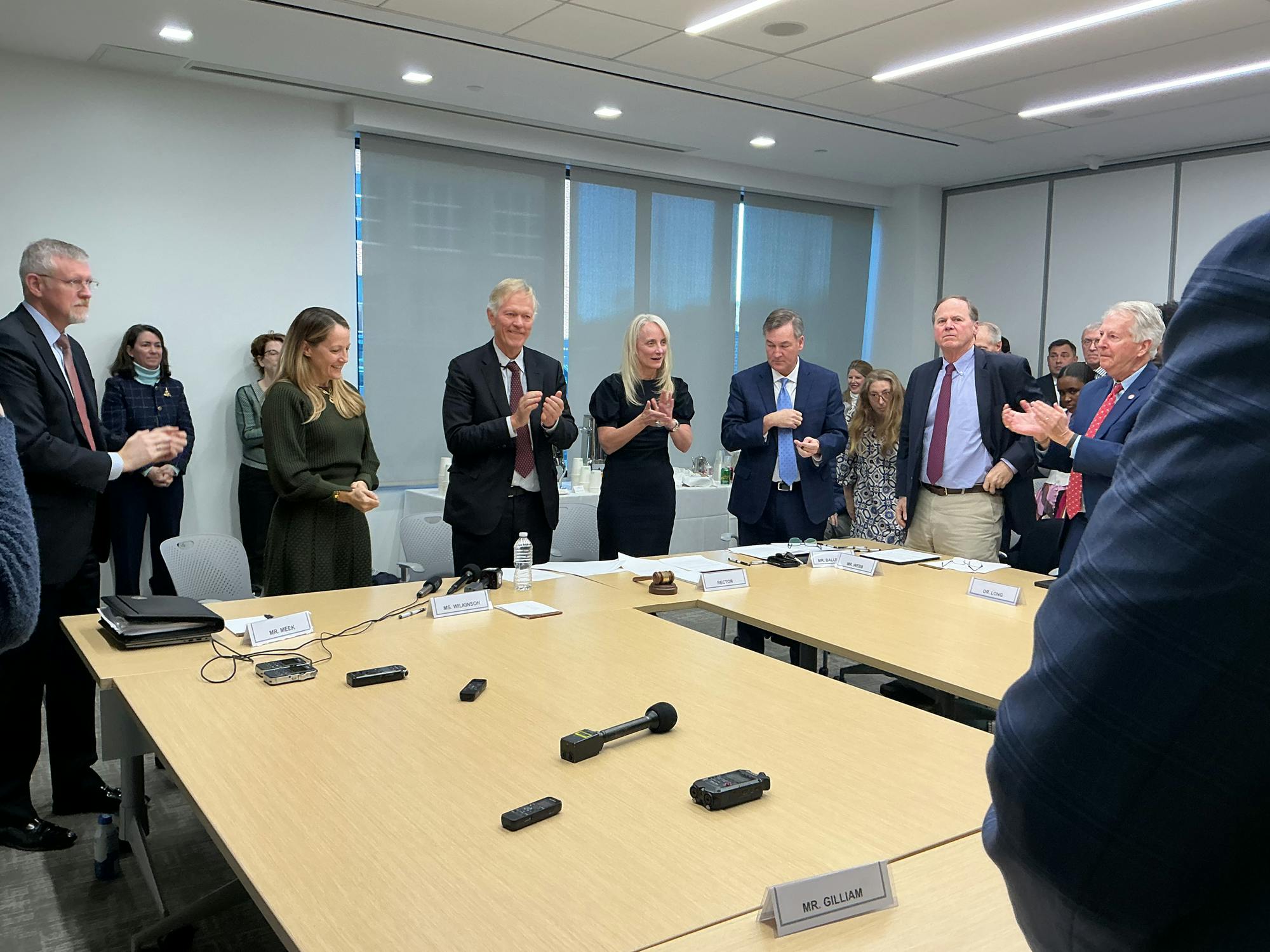 The Board of Visitors after appointing President-elect Scott Beardsley Friday 