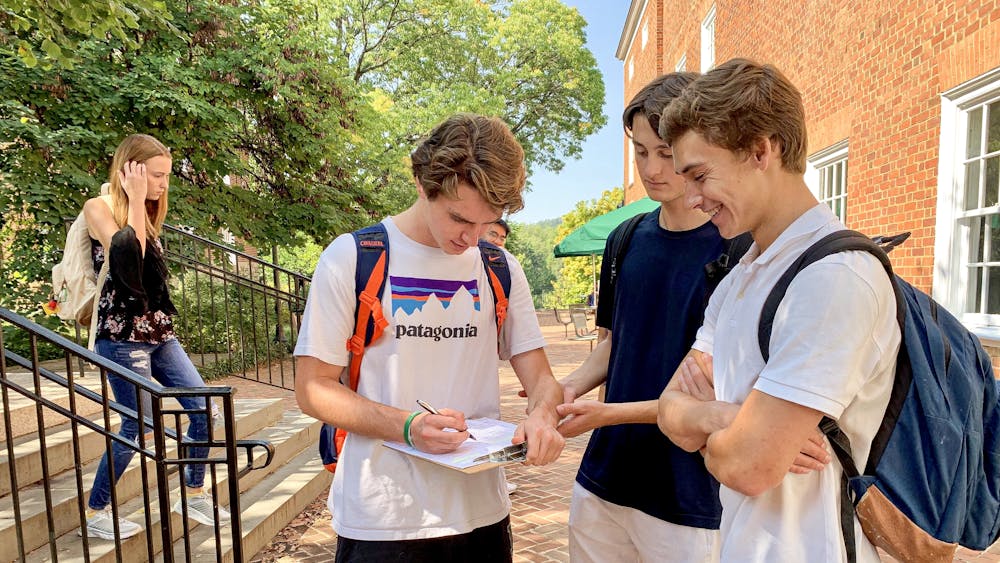 Members of UDems registered students to vote outside of Newcomb Tuesday.