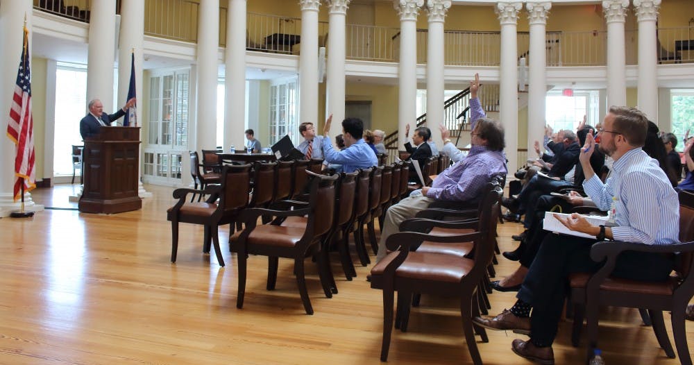 <p>Over 40 members of the Faculty Senate met in the Dome Room of the Rotunda to discuss the process of healing and moving forward from Aug. 11 and 12.</p>