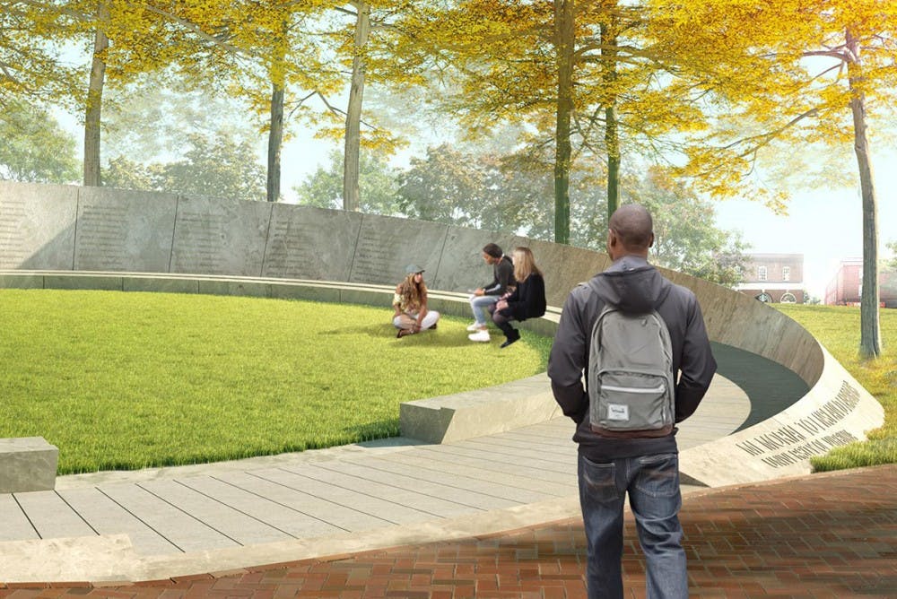 <p>Designed to memorialize the thousands of individuals who built and maintained the University, the Memorial to Enslaved Laborers will sit near Brooks Hall.</p>