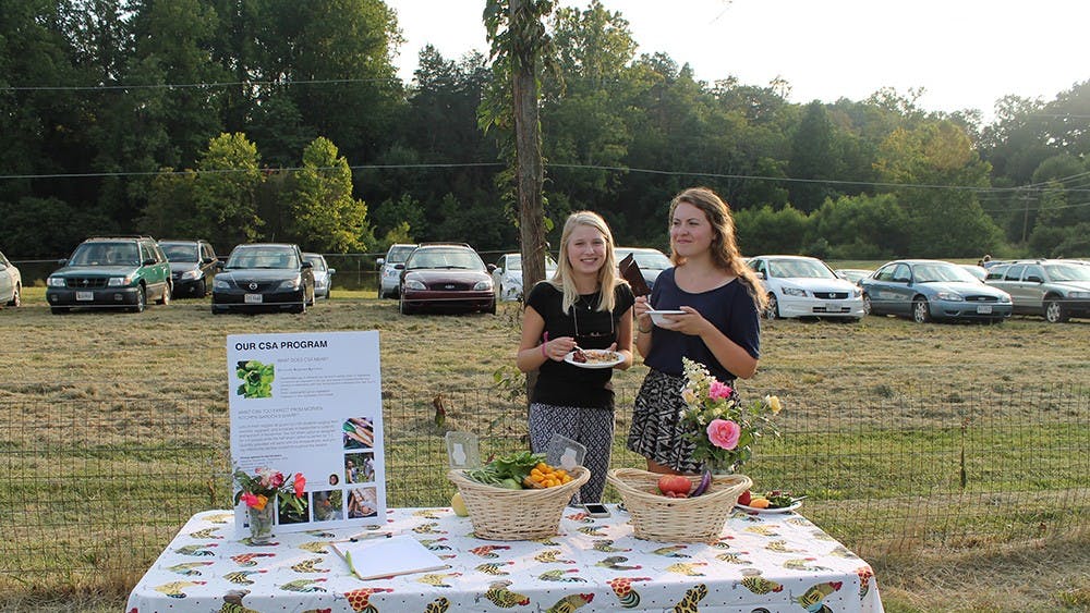 Morven Kitchen Garden&nbsp;volunteers promote their CSA program.&nbsp;