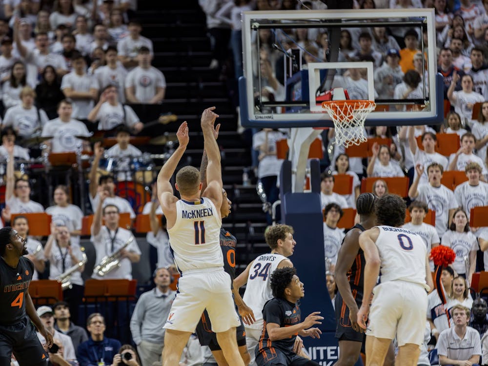 Isaac McKneely fires a jumpshot against Miami.