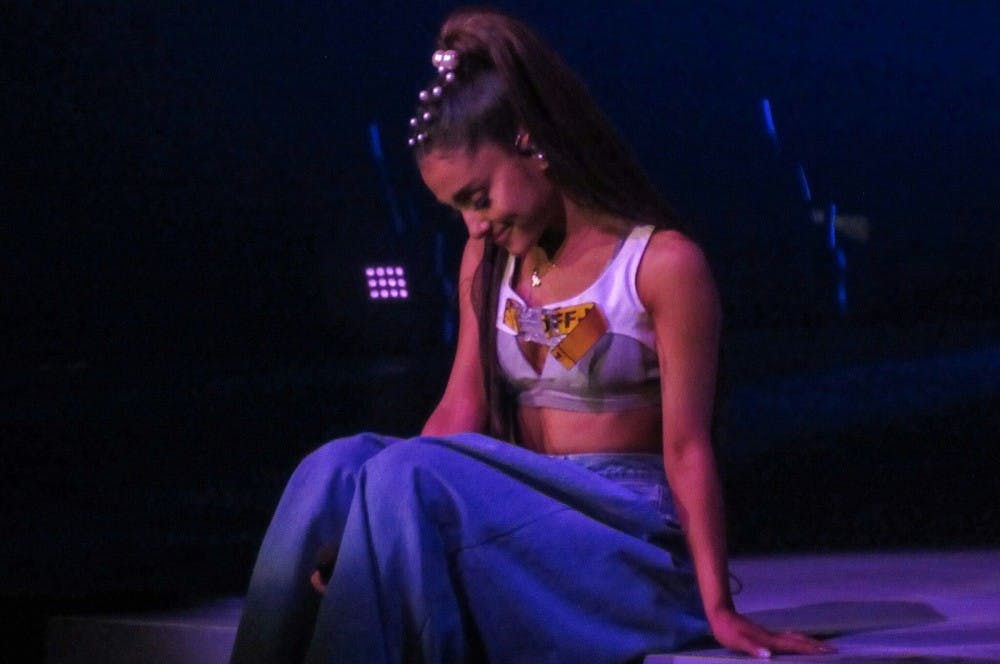<p>Ariana Grande performs during her "Dangerous Woman" Tour in February 2017.&nbsp;</p>