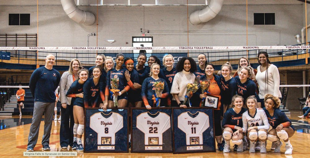 <p>Three players were honored in front of a 184-person crowd on Senior Day at Memorial Gymnasium.</p>