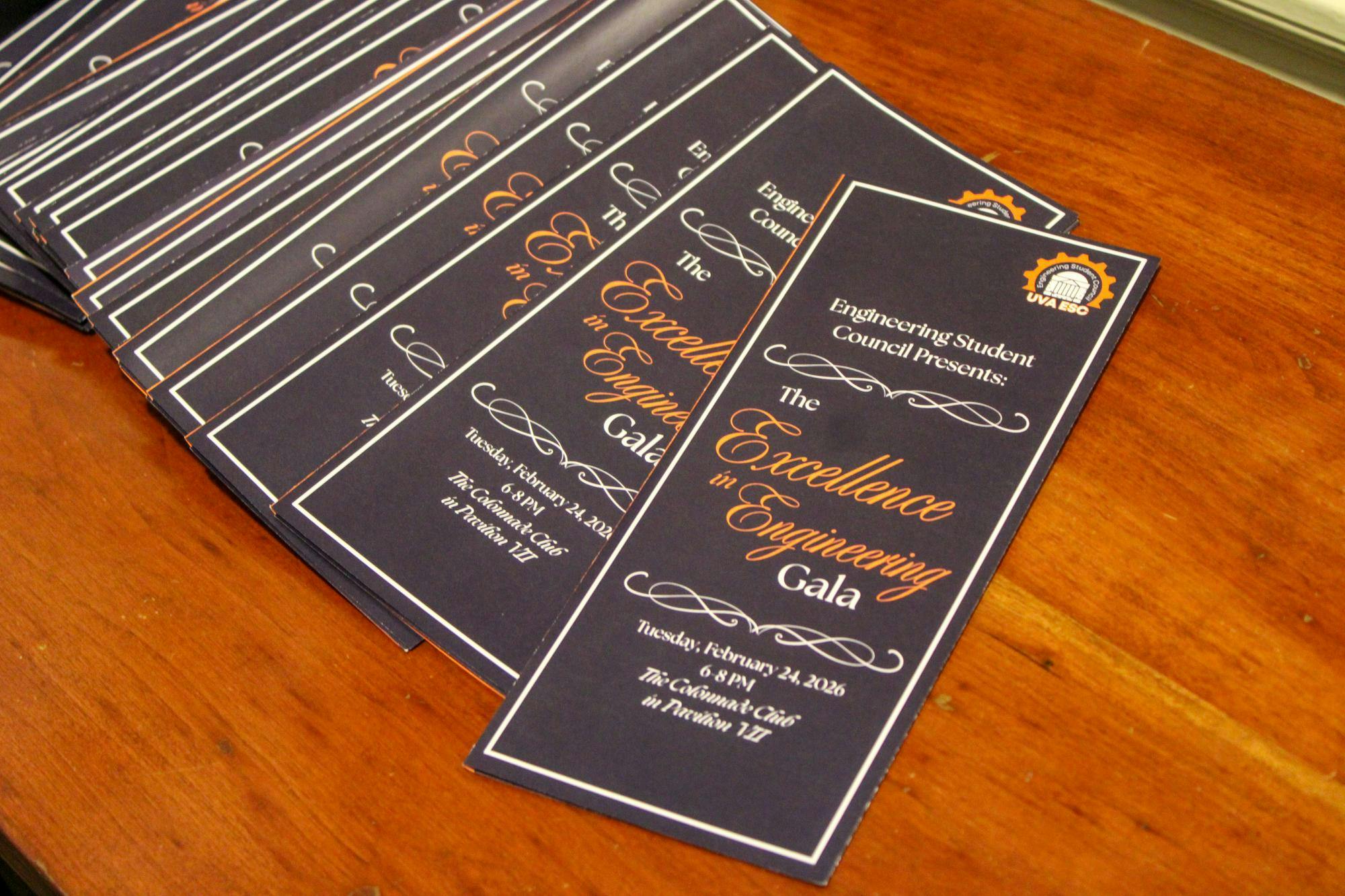 Engineering Student Council Excellence in Engineering Gala pamphlets, photographed Feb. 24, 2026.