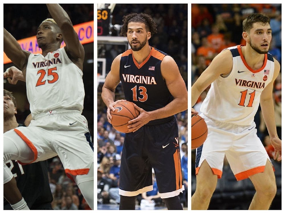 <p>Mamadi Diakite (left), Anthony Gill (center) and Ty Jerome (right) all hope to excel on new NBA teams during the 2020-21 season.&nbsp;</p>