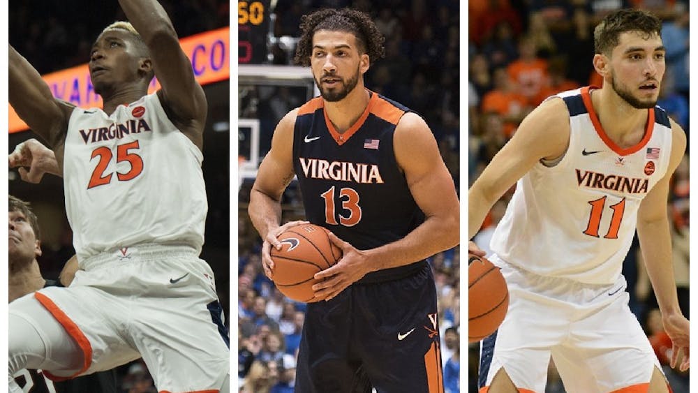Mamadi Diakite (left), Anthony Gill (center) and Ty Jerome (right) all hope to excel on new NBA teams during the 2020-21 season.&nbsp;