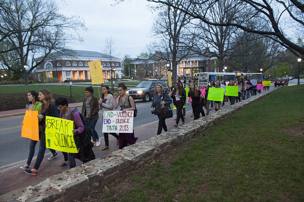 Participants in the 2013&nbsp;rally march through Central Grounds.&nbsp;