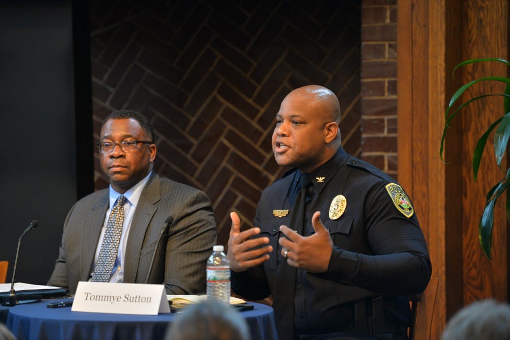 Recently sworn-in police chief Tommye Sutton spoke at the Constitution Day panel.