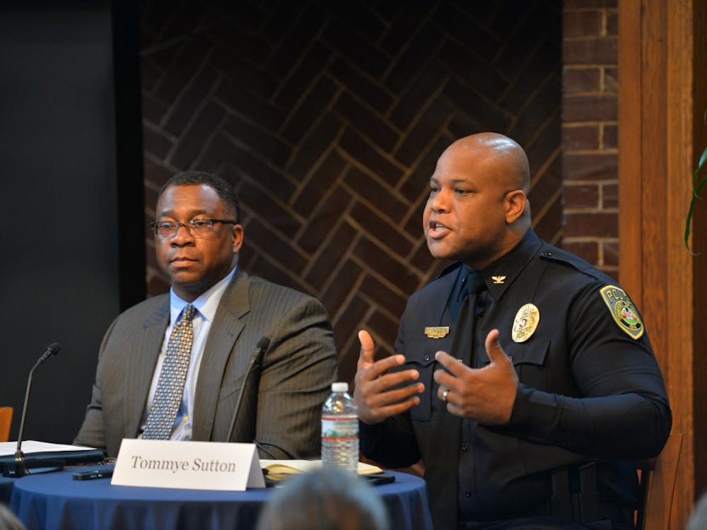 Recently sworn-in police chief Tommye Sutton spoke at the Constitution Day panel.