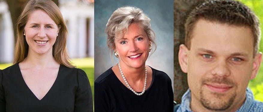 Pictured from left to right, Jennifer Doleac, Mary Middleton and David Edwards