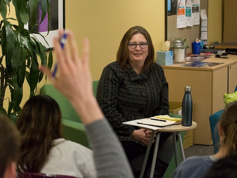 Kelsey Johnson, the Echols Scholars Program director and an associate Astronomy professor, speaks at the Echols town hall.