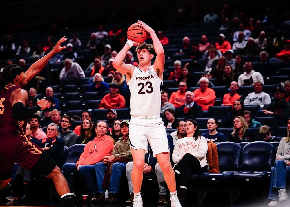 <p>TJ Power shoots a corner three-pointer Thursday night against Bethune-Cookman.</p>