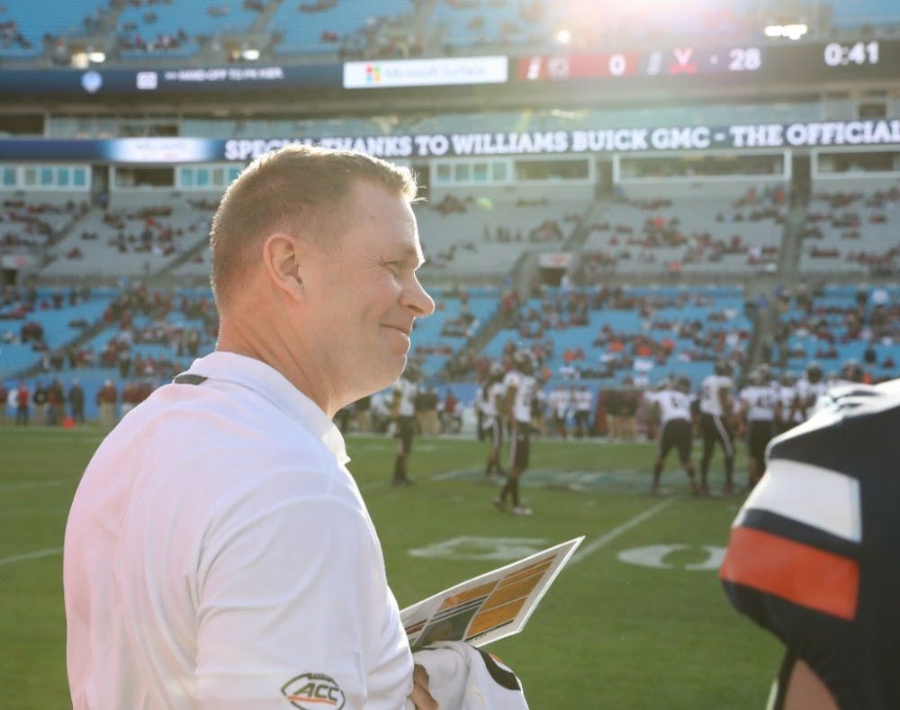 Virginia football Coach Bronco Mendenhall has an overall record &nbsp;of 115-65 over his 14-year coaching career.&nbsp;