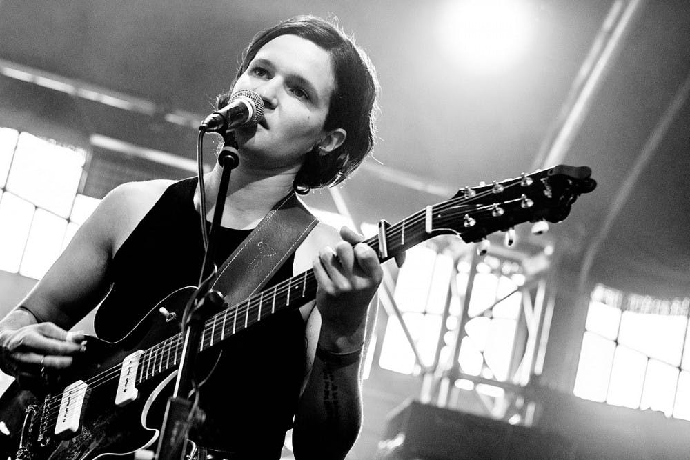 Lead vocalist of Big Thief Adrianne Lenker performing with the band at Haldern Pop Festival in 2018.