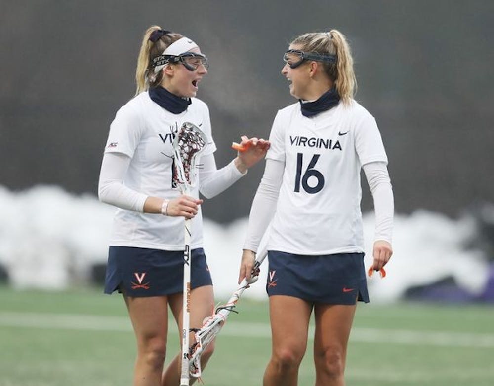 <p>Junior attacker Ashlyn McGovern (right) posted an impressive hat trick against Richmond this past Friday.</p>
