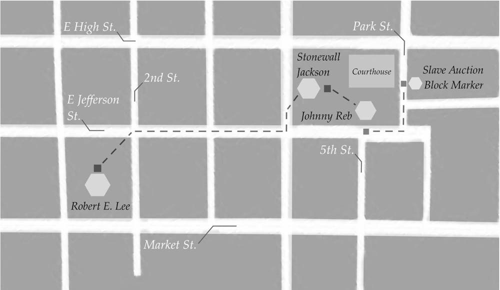 The virtual tour in particular highlights four Charlottesville Confederate markers and monuments, some of which have been physically removed since the tour’s inception.