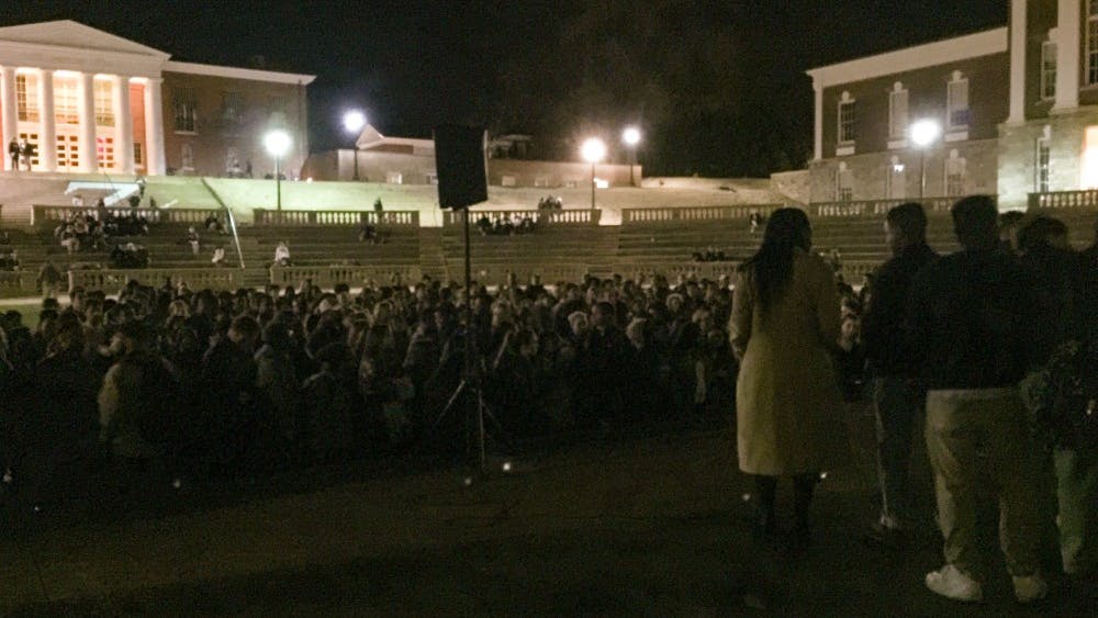 Hundreds of students gathered in the amphitheater for a rally organized by Black Dot.