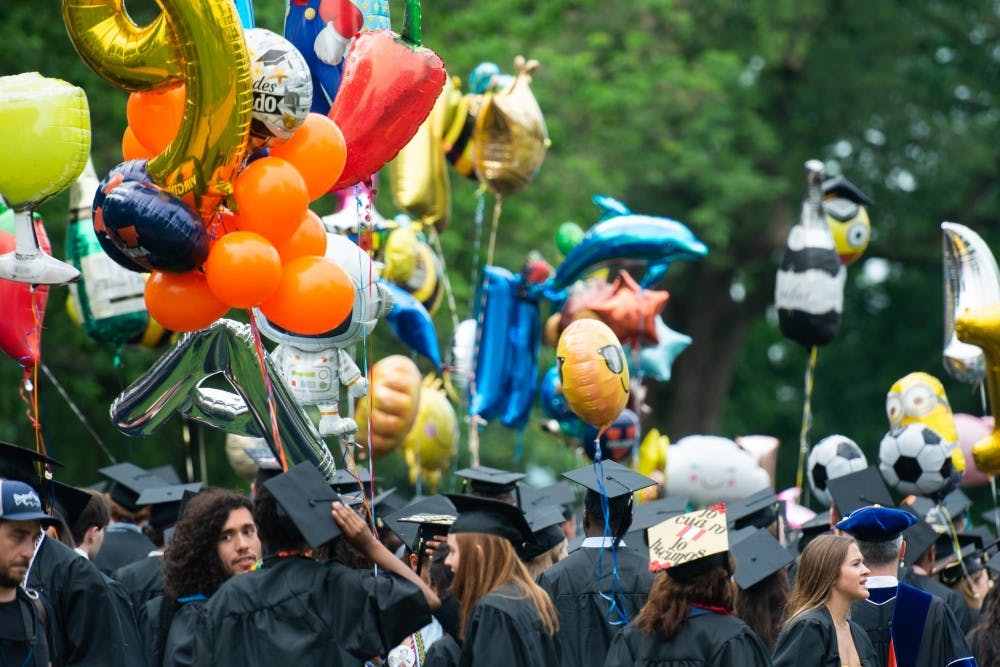 Graduating University students traditionally bring and release balloons during graduation festivities.