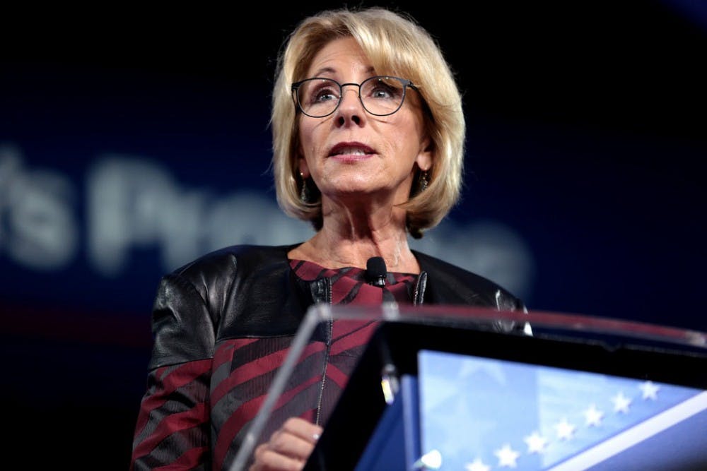 <p>DeVos, in an internal notice, argued that the federal government’s right to regulate these loan companies supersedes that of states.</p>