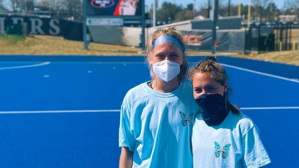 Junior and senior field hockey players Adele Iacobucci and Greer Gill helped start the Virginia chapter of Morgan's Message this past March.&nbsp;