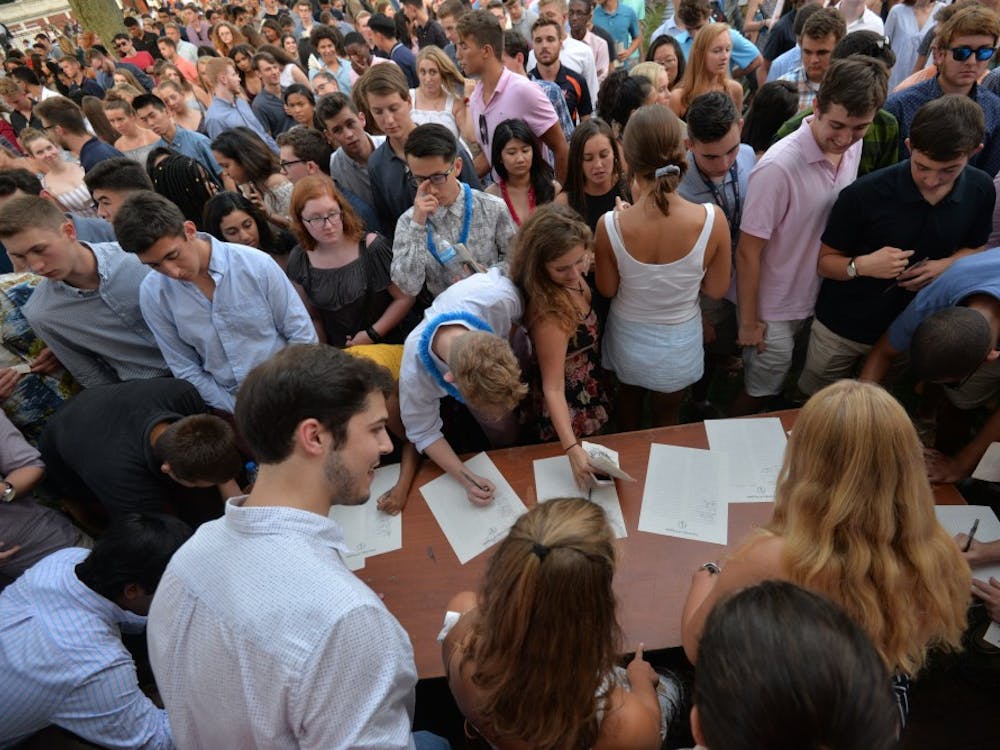 Students were invited to sign the University's honor pledge following the ceremony.&nbsp;