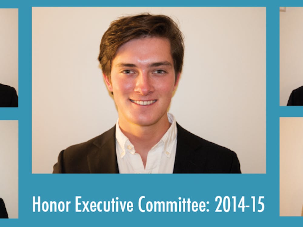 The incoming Honor Committee elected third-year College student Nicholas Hine (center) as its chair Saturday. The Committee also elected second-year College student Martese Johnson (bottom right), third-year Commerce student Joe Martin (top left) and third-year College students Nick Lee (bottom left) and Henley Hopkinson (top right) as vice-chairs.