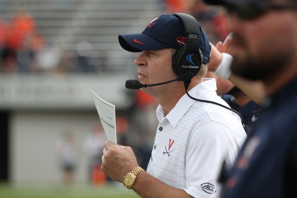 <p>Virginia Coach Bronco Mendenhall delivered an unscheduled speech in front of the University Board of Visitors last Friday.</p>