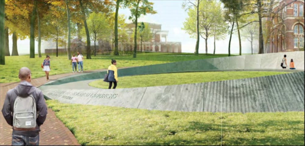 <p>The memorial will be located in the triangle of grass between Brooks Hall and the Corner.&nbsp;</p>