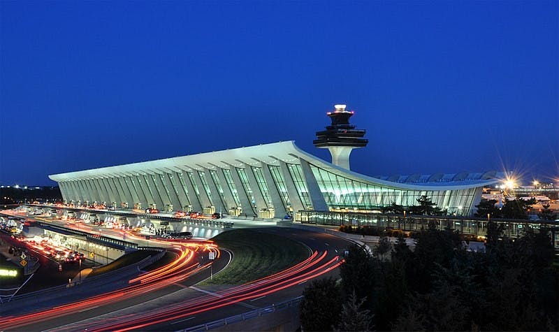 The AirBus service run shuttles to both Dulles International Airport in Washington, D.C. (pictured) and the Richmond International Airport to help students get home for breaks