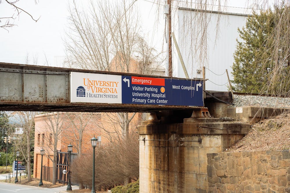 A sign for the U.Va. Health System, photographed Feb. 24, 2025.
