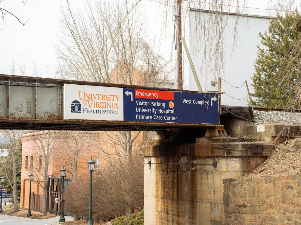 A sign for the U.Va. Health System, photographed Feb. 24, 2025.