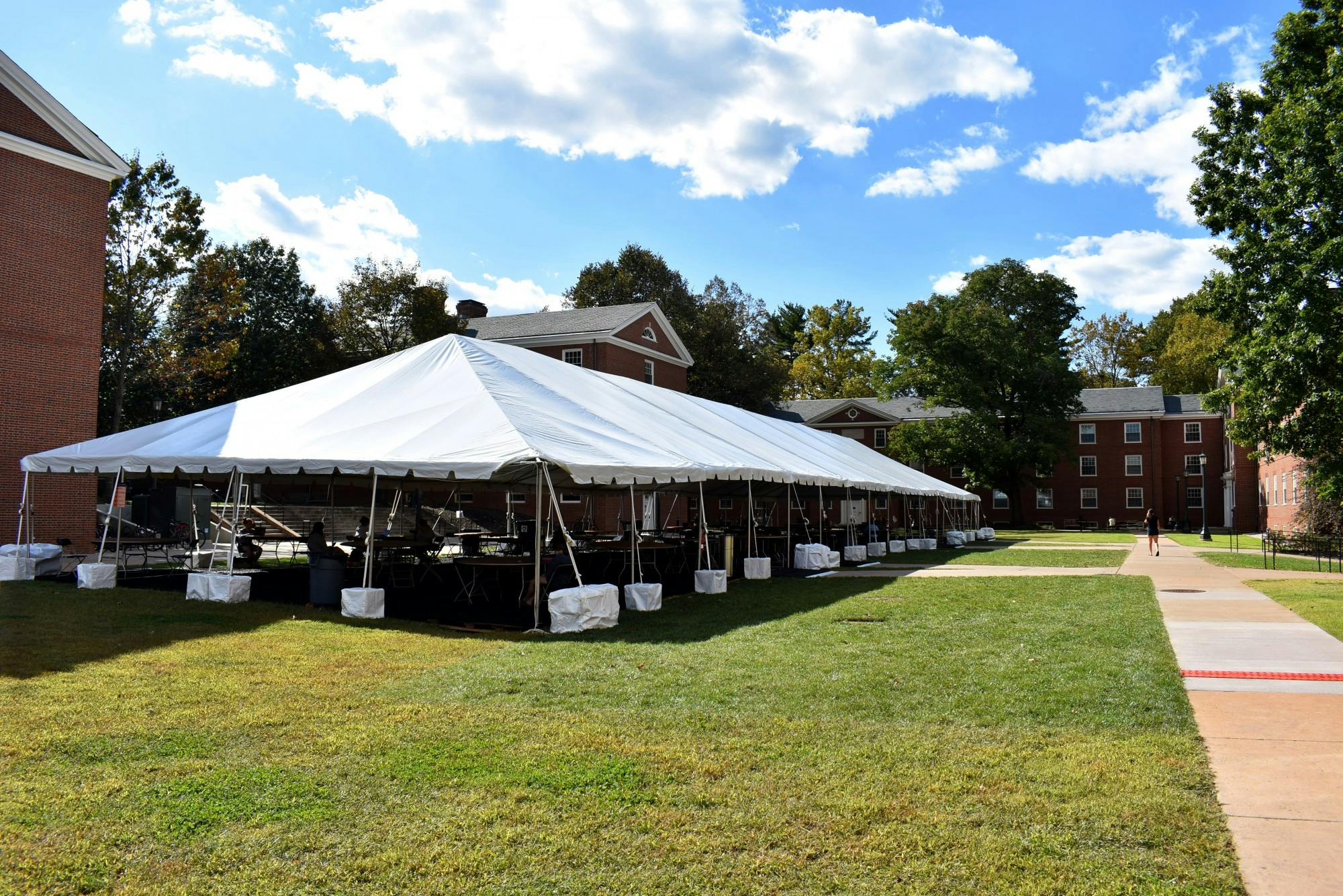 The University has constructed nine tents throughout Grounds at various locations, costing approximately $650,000.