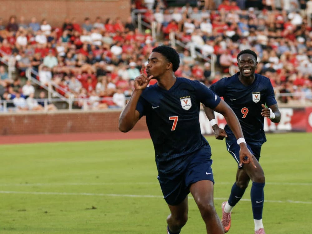 Nick Simmonds shushes the crowd after scoring the game's only goal.