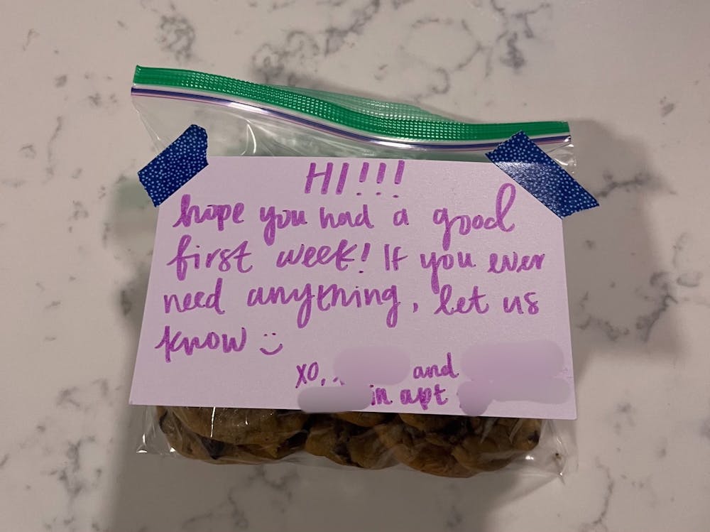 The other day I was pleasantly greeted with the smell of freshly baked cookies as I approached my front door, and was met with a bag filled with chocolate chip cookies with a note from my neighbors across the hall.