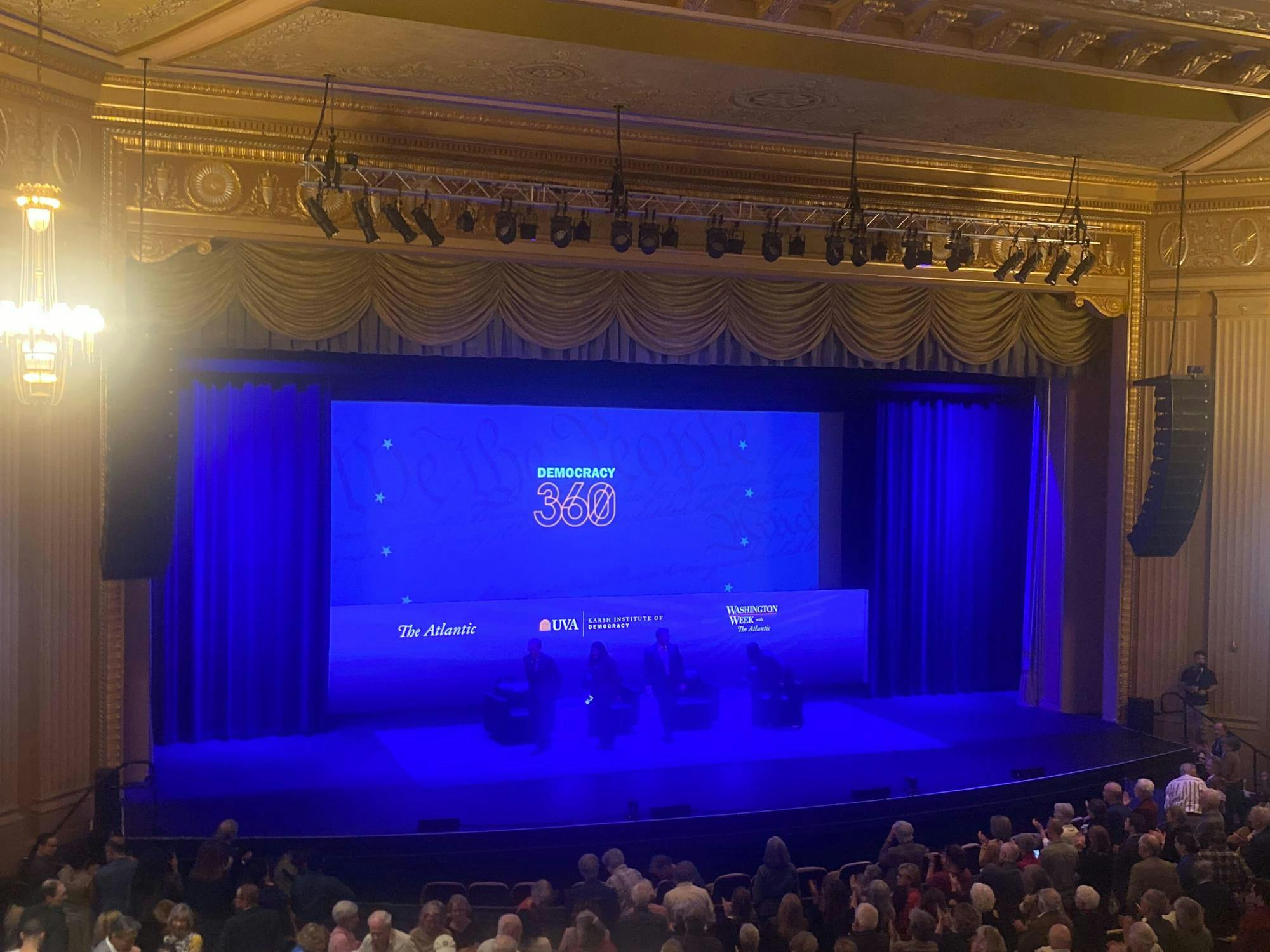 Journalists from the Atlantic gathered at the Paramount Theater in Charlottesville Oct. 16, 2025 as part of the Karsh Institute of Democracy's "Democracy 360" event.