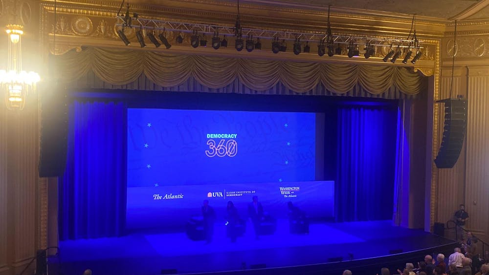 Journalists from the Atlantic gathered at the Paramount Theater in Charlottesville Oct. 16, 2025 as part of the Karsh Institute of Democracy's "Democracy 360" event.