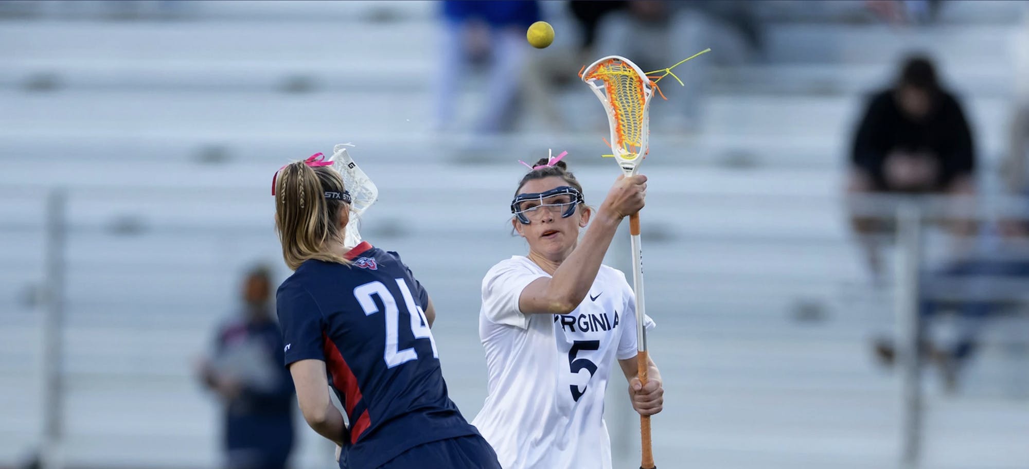 Kate Galica fights for the draw.