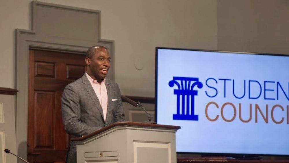 Richmond Mayor Levar Stoney began his lecture at the Miller Center by discussing his entrance to political engagement.