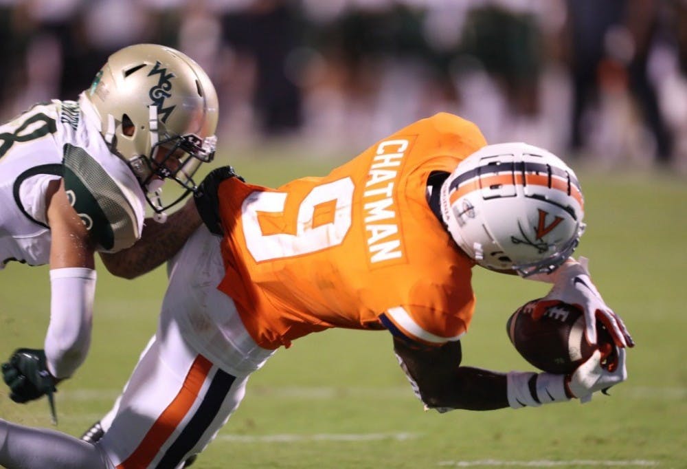 Senior transfer wide receiver Terrell Chatman caught three passes for 44 yards and a touchdown against William &amp; Mary.