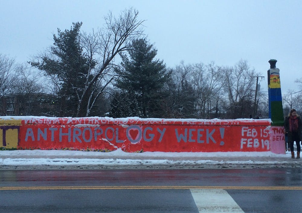 The Virginia Anthropology Society painted Beta Bridge to promote their weeklong event.&nbsp;