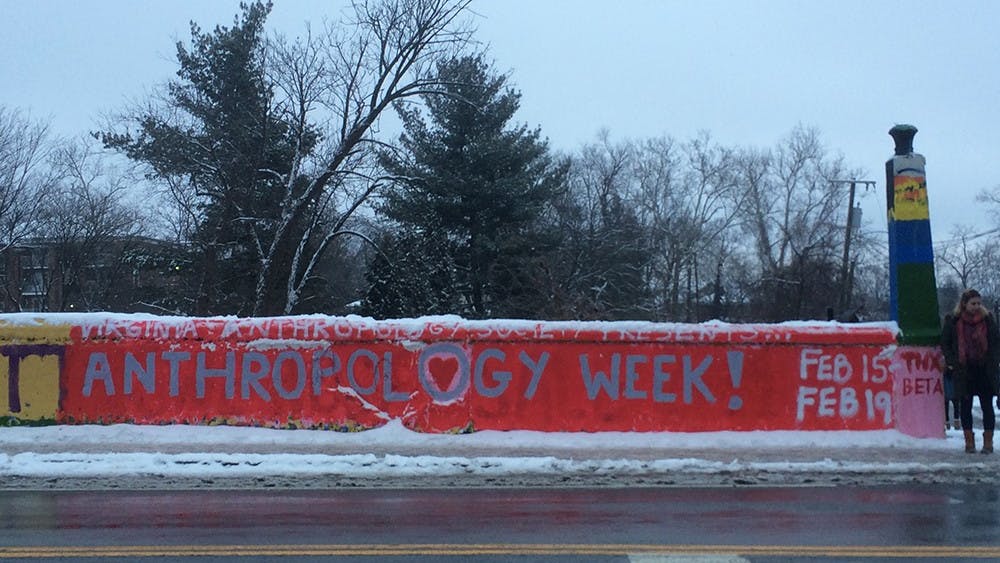 The Virginia Anthropology Society painted Beta Bridge to promote their weeklong event.&nbsp;