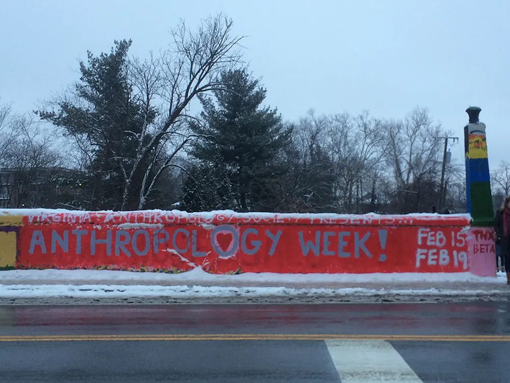 The Virginia Anthropology Society painted Beta Bridge to promote their weeklong event. 