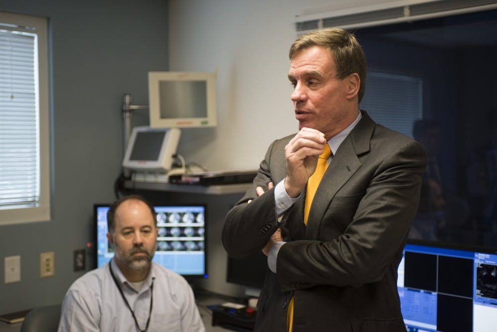 Sen. Mark Warner (above) visited the University's Focused Ultrasound Center Wednesday morning while on a tour of the state. He is up for reelection this November.