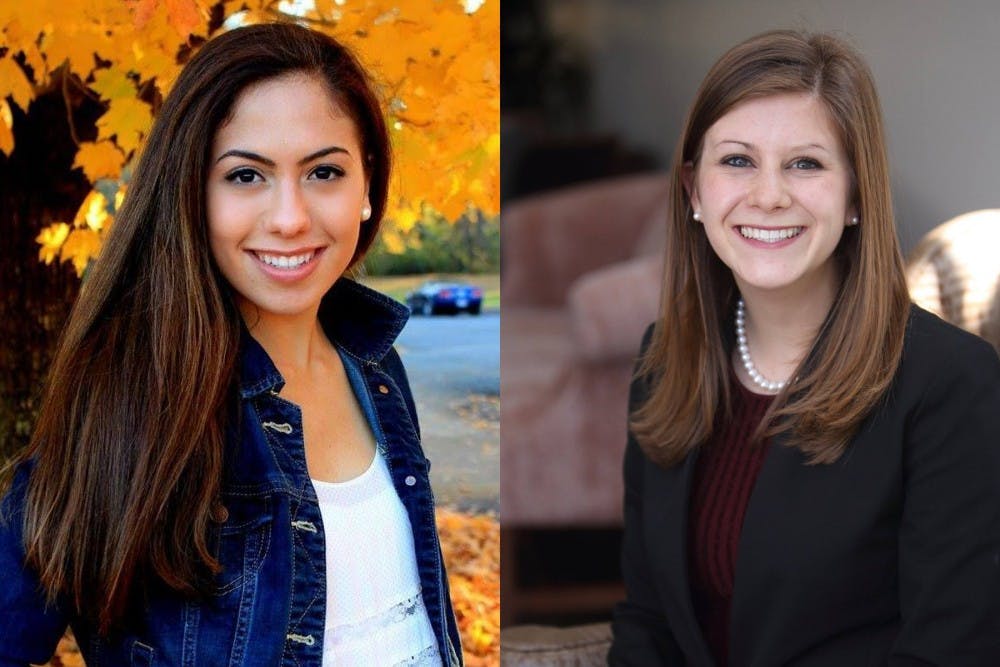 <p>Raiya Al-Nsour, vice chair for Women and Gender Affairs (left), and Student Council President Sarah Kenny (right)</p>