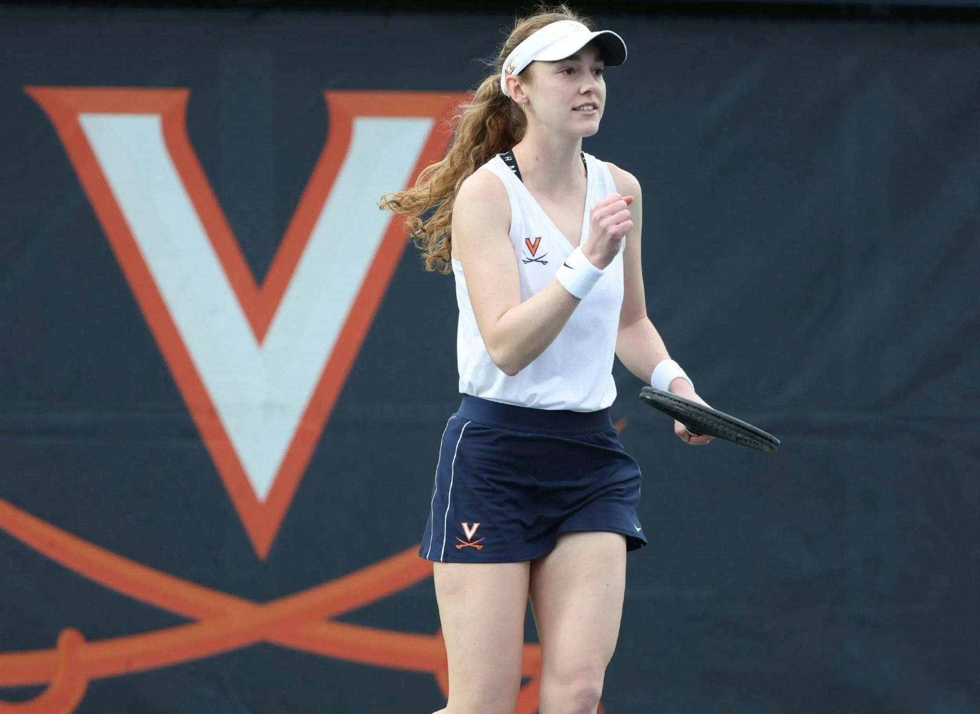 Graduate student Julia Adams won her doubles match with Melodie Collard against Miami